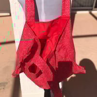 Image 4 of Handmade Red Floral Ruffle Tote Bag