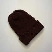 Image 4 of Double Layer Knit Beanie - 100% Wool - Dark Brown