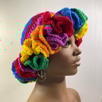 Image 1 of Ruffle Brim Crochet Hat - Rainbow Wish