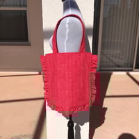 Image 5 of Handmade Red Floral Ruffle Tote Bag