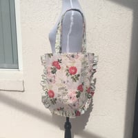 Image 5 of Handmade Butterflies and Roses Ruffle Tote Bag