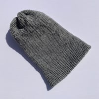 Image 2 of Double Layer Knit Beanie - 100% Wool - Light Gray