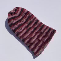 Image 3 of Double Layer Knit Beanie - 100% Wool - Rosewood Multicolor