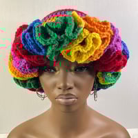 Image 3 of Ruffle Brim Crochet Hat - Rainbow Wish