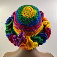 Image 4 of Ruffle Brim Crochet Hat - Rainbow Wish