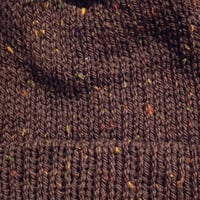 Image 3 of Double Layer Knit Beanie - 100% Wool - Chestnut Tweed