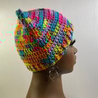 Image 5 of Crochet Cat Ear Beanie - Bright Rainbow