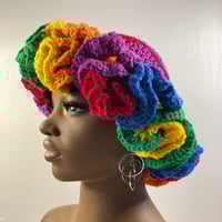 Image 6 of Ruffle Brim Crochet Hat - Rainbow Wish