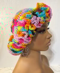 Image 2 of Ruffle Brim Crochet Hat - Bright Rainbow