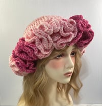 Image 5 of Ruffle Brim Crochet Hat - Abstract Pink Ombre