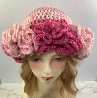 Image 6 of Ruffle Brim Crochet Hat - Abstract Pink Ombre