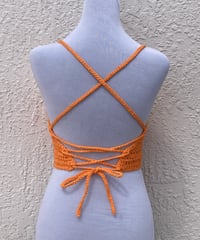 Image 3 of Bright Orange Crochet Valerie Top - Small