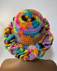 Image 5 of Ruffle Brim Crochet Hat - Bright Rainbow