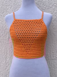 Image 4 of Bright Orange Crochet Valerie Top - Small