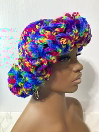Image 1 of Ruffle Brim Crochet Hat - Bright Candy