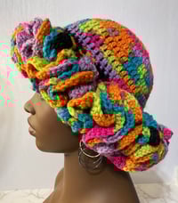 Image 6 of Ruffle Brim Crochet Hat - Bright Rainbow