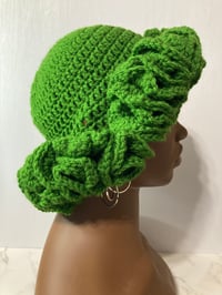 Image 1 of Ruffle Brim Crochet Hat - Forest