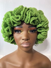 Image 2 of Ruffle Brim Crochet Hat - Light Green