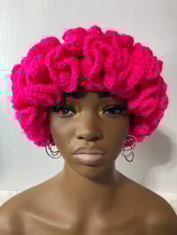 Image 2 of Ruffle Brim Crochet Hat - Hot Pink