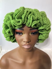 Image 3 of Ruffle Brim Crochet Hat - Light Green