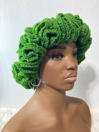 Image 3 of Ruffle Brim Crochet Hat - Forest