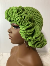 Image 4 of Ruffle Brim Crochet Hat - Light Green