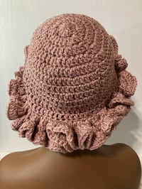 Image 4 of Ruffle Brim Crochet Hat - Rose Sparkle