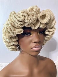 Image 4 of Ruffle Brim Crochet Hat - Cream
