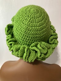 Image 5 of Ruffle Brim Crochet Hat - Light Green