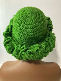 Image 4 of Ruffle Brim Crochet Hat - Forest