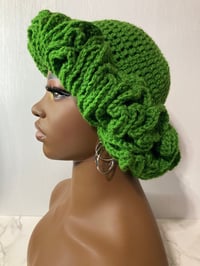 Image 5 of Ruffle Brim Crochet Hat - Forest