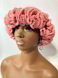 Image 7 of Ruffle Brim Crochet Hat - Cosmetic Pink