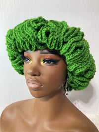 Image 6 of Ruffle Brim Crochet Hat - Forest