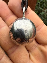 Image 6 of WL&A Handmade Large Navajo Pearl Walking Liberty Silver Coin Pendant - Emerald Desert Turquoise