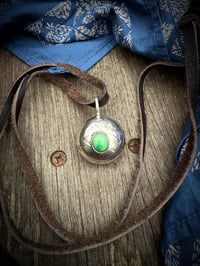 Image 3 of WL&A Handmade Large Navajo Pearl Walking Liberty Silver Coin Pendant - Emerald Desert Turquoise