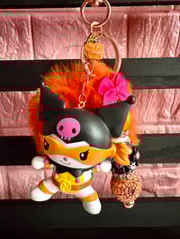Image 2 of Copy of Hello kitty x Tmnt Kuromi Spooky keychain  with pink pompom 