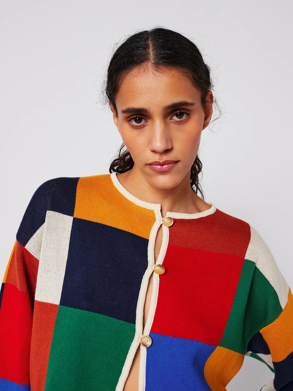 Image of 1-Chaqueta Multicolor Check buttoned cardigan