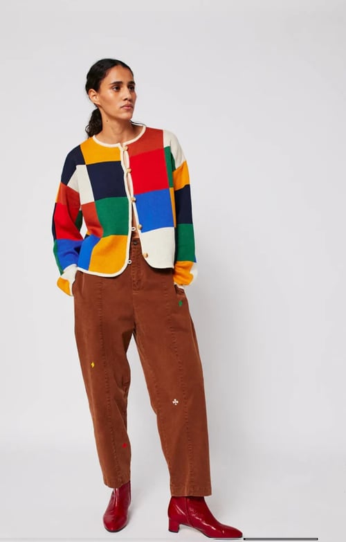 Image of 1-Chaqueta Multicolor Check buttoned cardigan