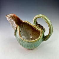 Image 1 of Wine pitcher, wheel thrown, altered, textured, sprigged (BSG/CuAsh)