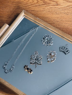 Vintage broche spejlglas fra 30-40’erne _blad