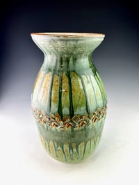 Large, wide mouthed textured vase (BSG/CuAsh)