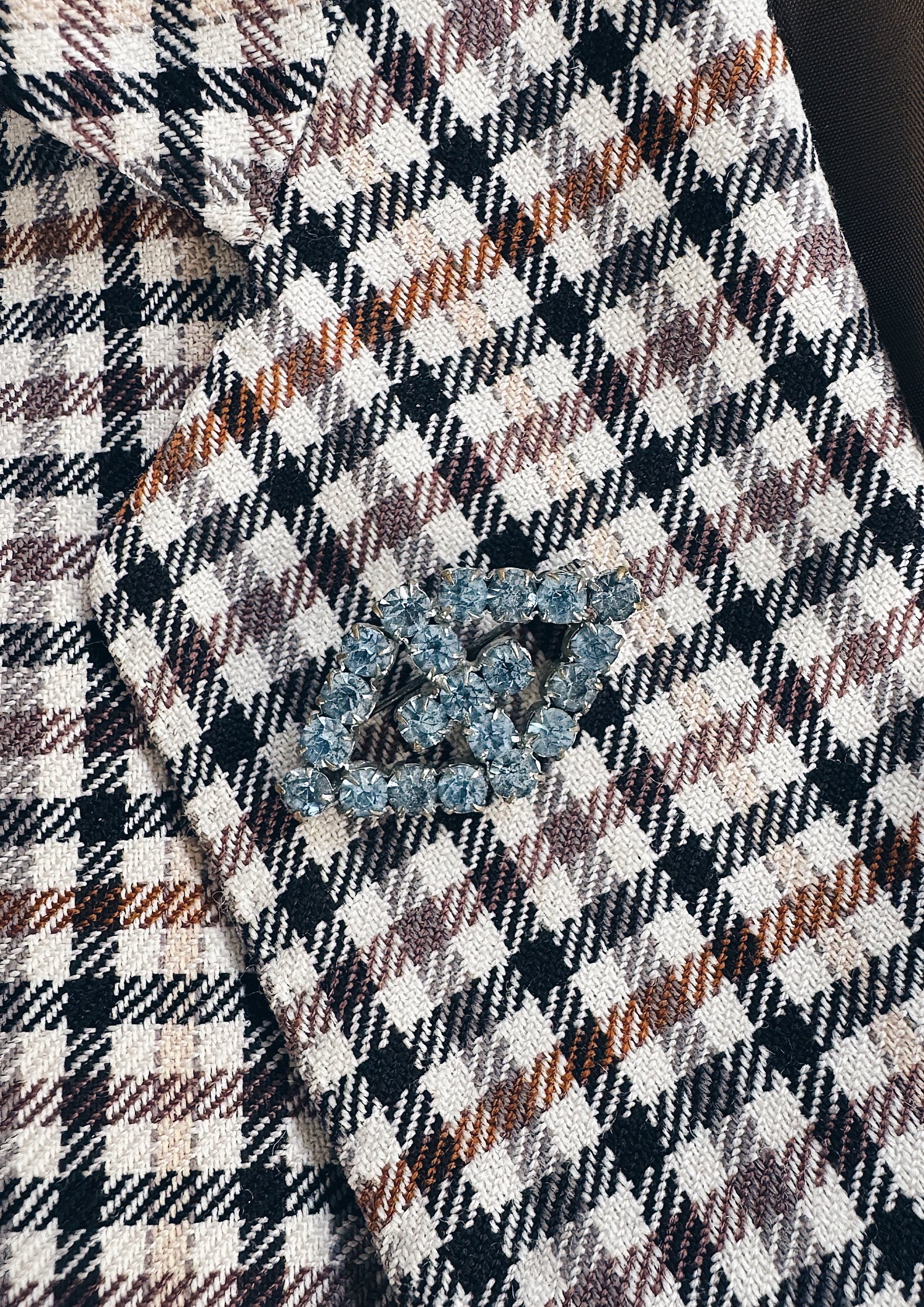 Vintage broche spejlglas fra 30-40’erne _blå