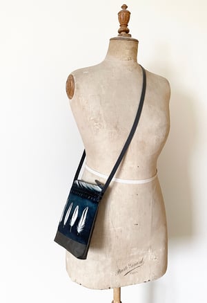 Image of Oystercatcher feathers, crossbody velvet and waxed canvas phone bag