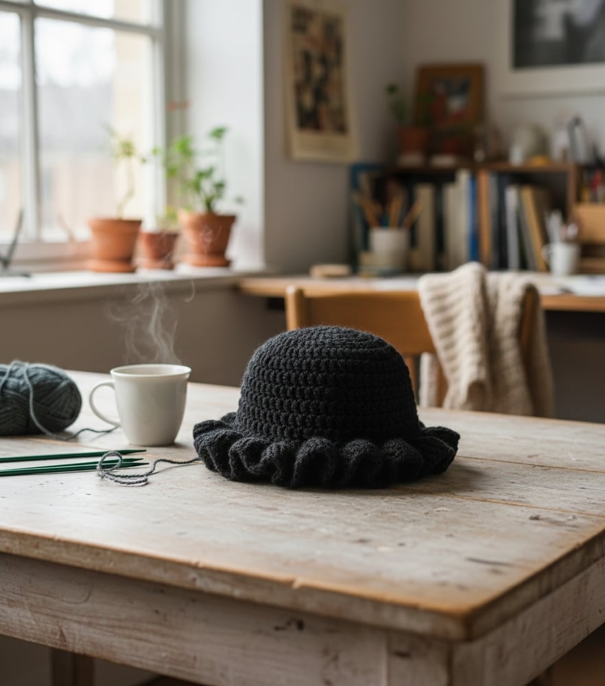 Image of Crochet Ruffle Bucket Hat