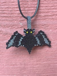 Hand-beaded bat necklace
