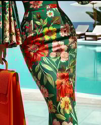 Image 3 of Floral Flare Sleeve Midi Dress