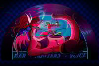 Image 1 of "Her Master's Voice"  - Original Acrylic Wood Cutout Painting - 39" x 22"