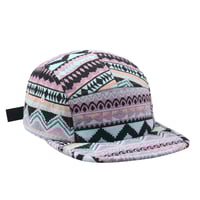 Image 2 of 5 PANEL MULTI COLOR NATIVE PATTERN PINK AND TURQUOISE STAPBACK HAT