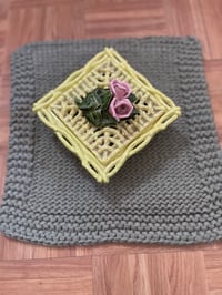 Image 1 of 12"X14" Khaki Green Knitted Placemat