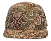 Image 1 of 5 PANEL VINTAGE TAPESTRY WOVEN FABRIC STRAPBACK HAT